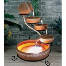 Solar Water Feature Cascade with LED Terracotta